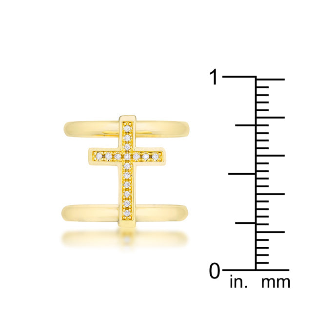 Francis 0.08ct Cubic Zirconia 14k Gold Contemporary Crossnia Ring