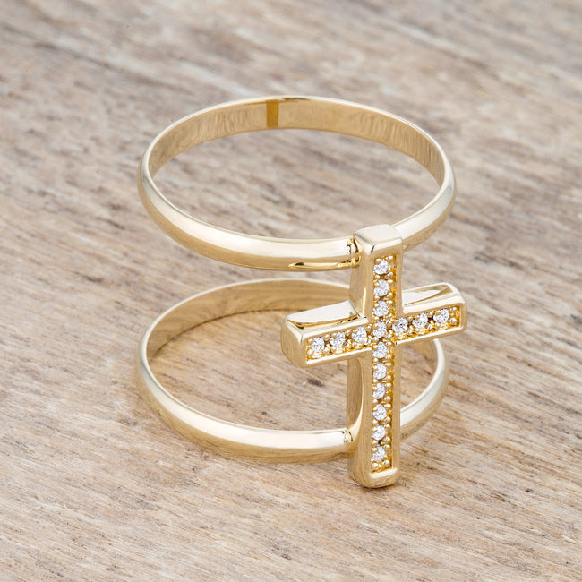 Francis 0.08ct Cubic Zirconia 14k Gold Contemporary Crossnia Ring