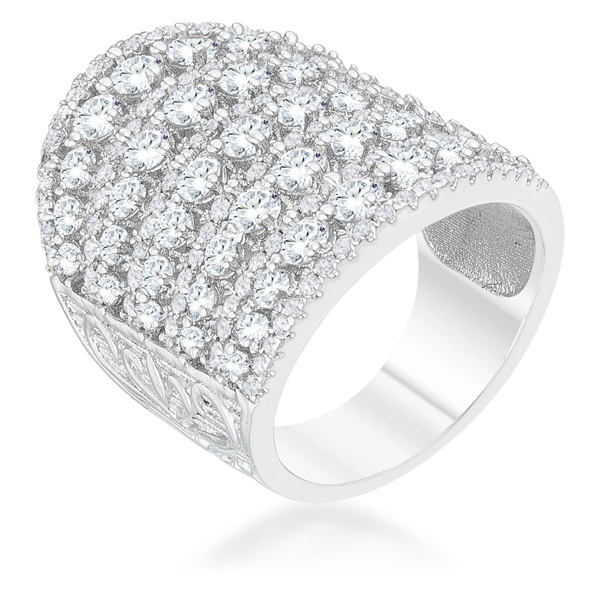 Charlyn 2.5ct Rhodium Cubic Zirconia Statement Cocktail Ring