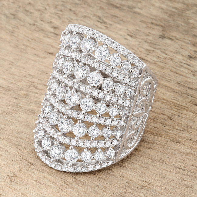 Charlyn 2.5ct Rhodium Cubic Zirconia Statement Cocktail Ring