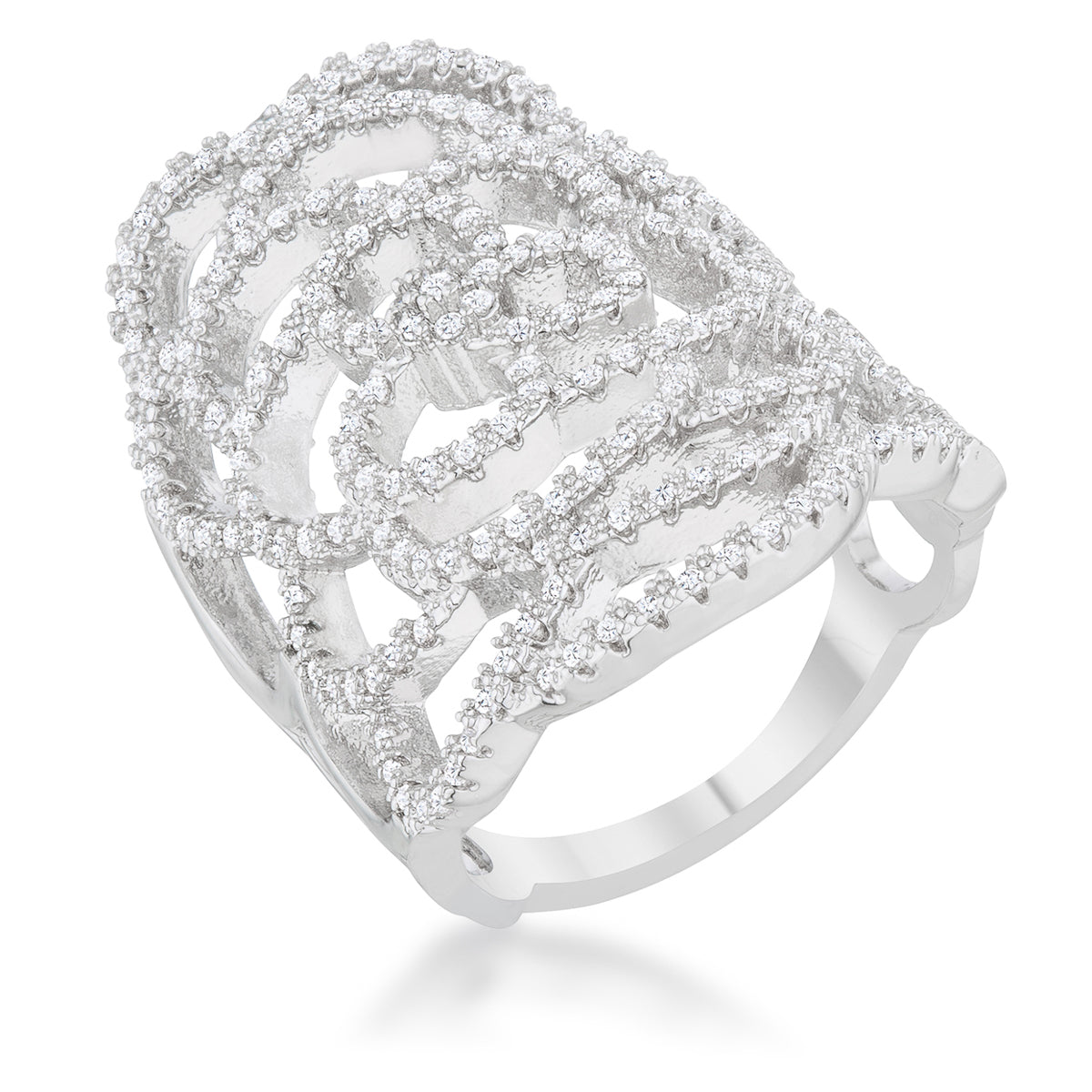 Rosa 1.25ct Cubic Zirconia Rhodium Filigree Cocktail Ring