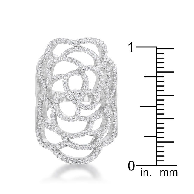 Rosa 1.25ct Cubic Zirconia Rhodium Filigree Cocktail Ring