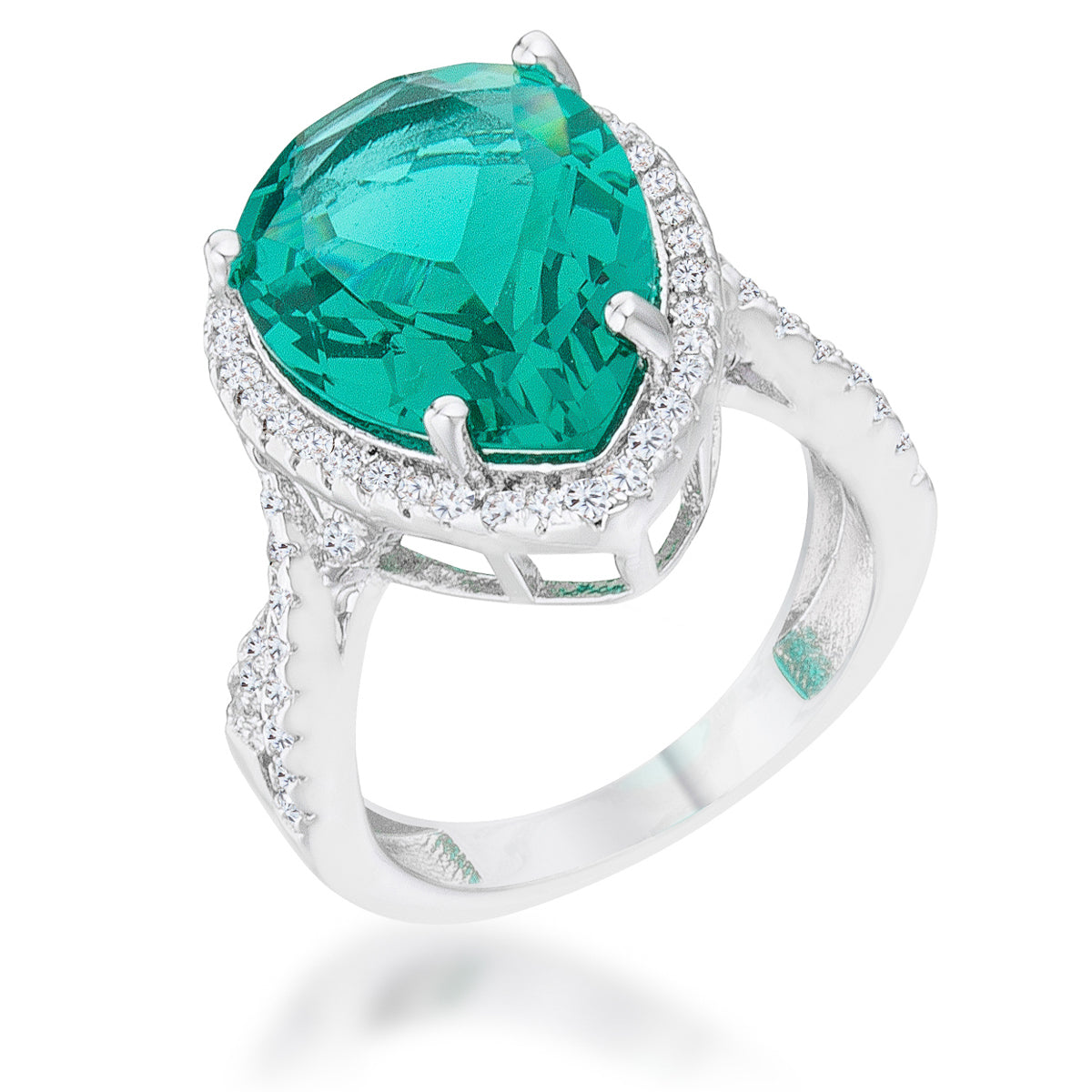 Laura 9.9ct Blue Green Cubic Zirconia Rhodium Classic Tea...