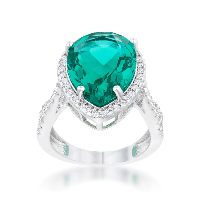 Laura 9.9ct Blue Green Cubic Zirconia Rhodium Classic Tea...