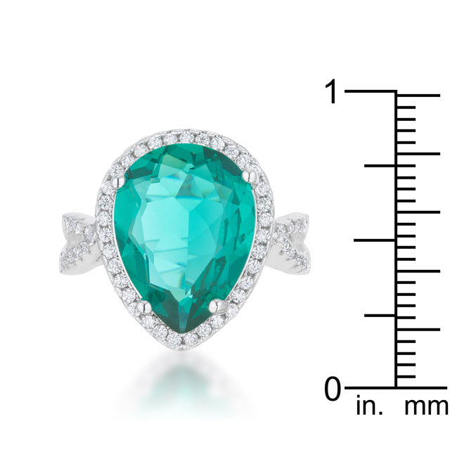 Laura 9.9ct Blue Green Cubic Zirconia Rhodium Classic Tea...