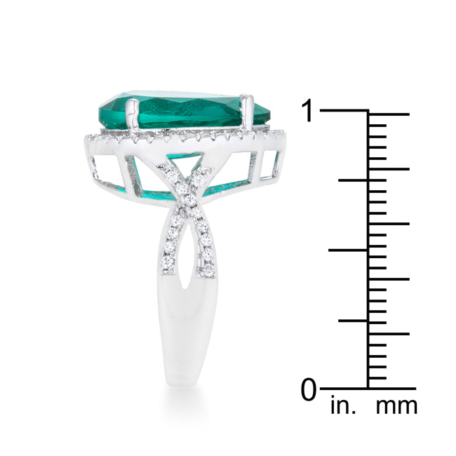 Laura 9.9ct Blue Green Cubic Zirconia Rhodium Classic Tea...