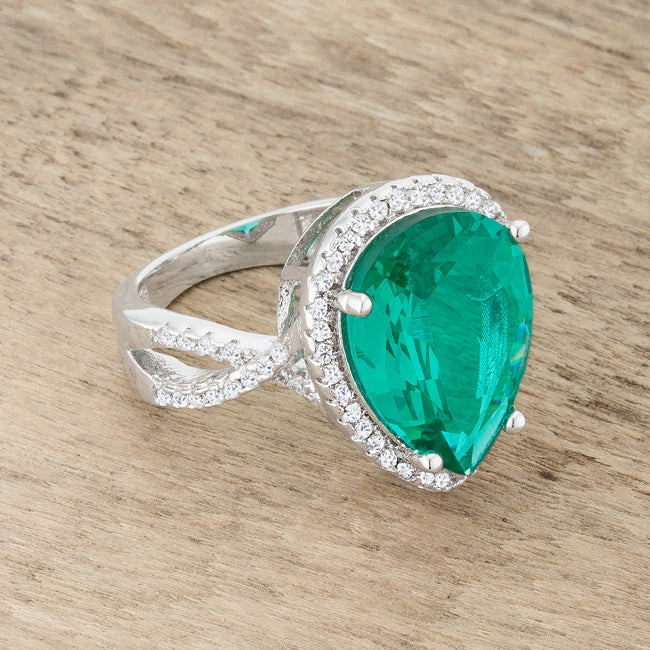 Laura 9.9ct Blue Green Cubic Zirconia Rhodium Classic Tea...