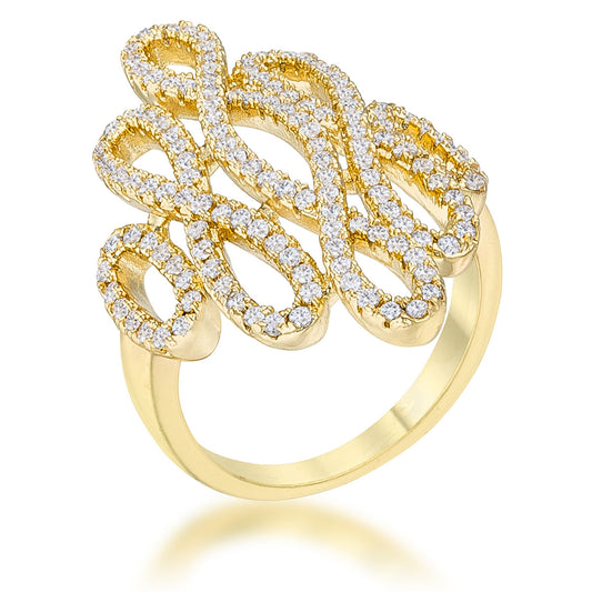 Natasha 0.94ct Cubic Zirconia 14k Gold Contemporary Cocktnia Ring