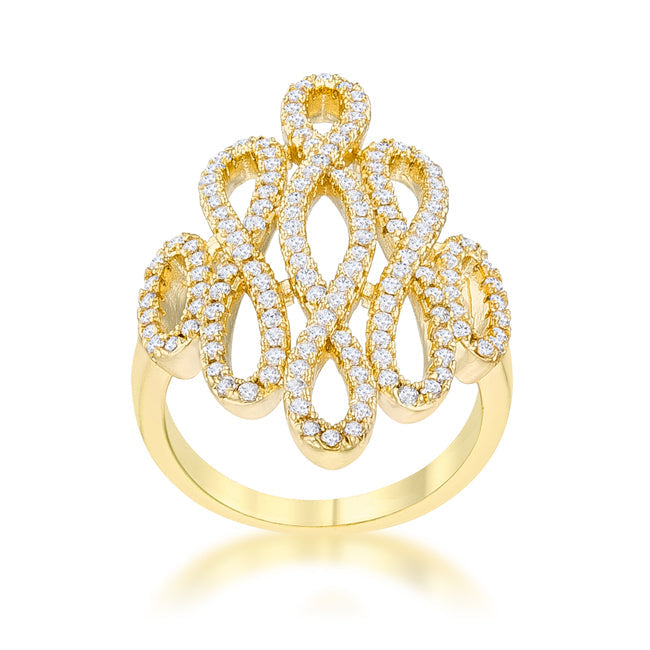 Natasha 0.94ct Cubic Zirconia 14k Gold Contemporary Cocktnia Ring