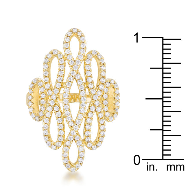 Natasha 0.94ct Cubic Zirconia 14k Gold Contemporary Cocktnia Ring