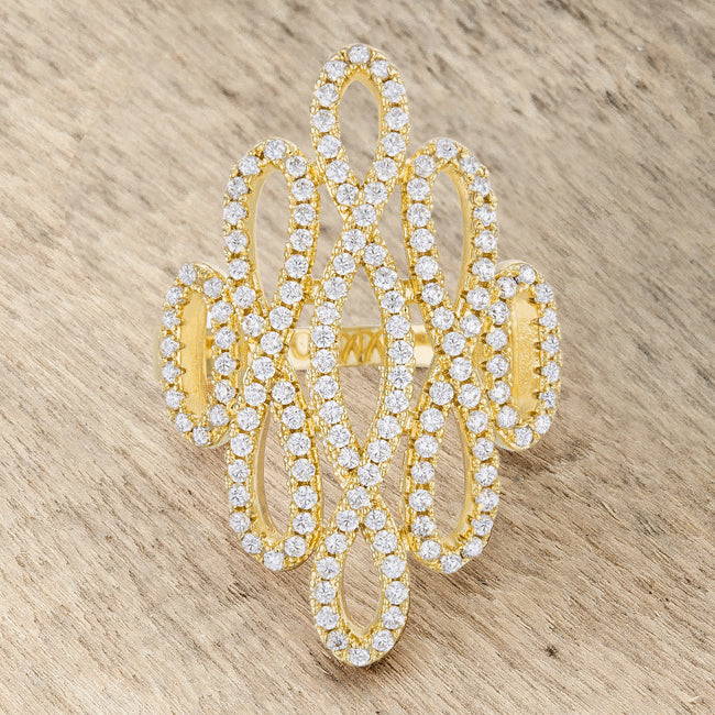Natasha 0.94ct Cubic Zirconia 14k Gold Contemporary Cocktnia Ring