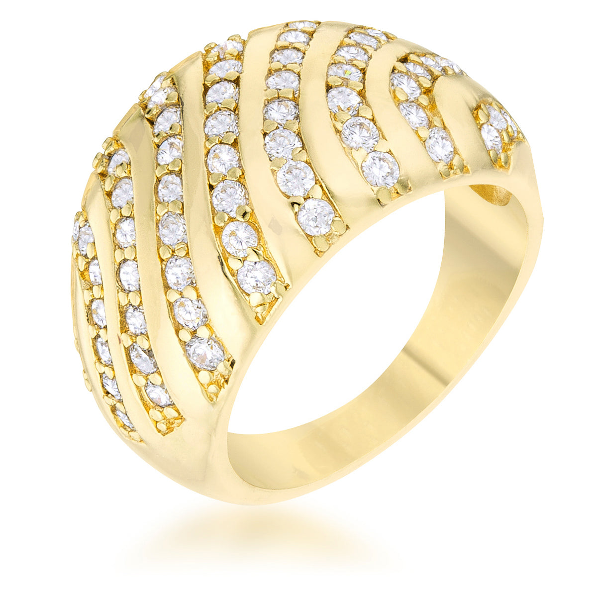 Shayla 0.95ct Cubic Zirconia 14k Gold Contemporary Dome Ring