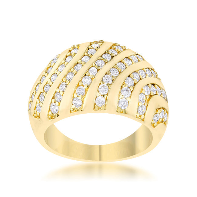 Shayla 0.95ct Cubic Zirconia 14k Gold Contemporary Dome Ring
