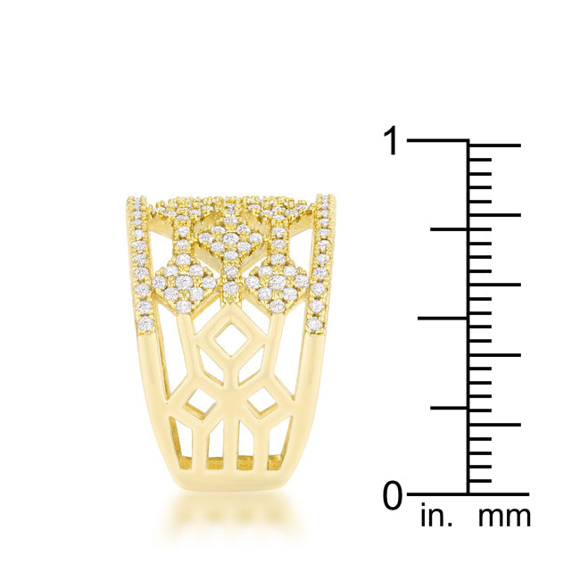 Marlene 0.6ct Cubic Zirconia 14k Gold Wide Band Cocktail nia Ring