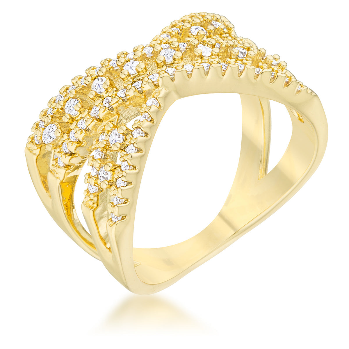 Sandy 0.37ct Cubic Zirconia 14k Gold Classic Criss Cross nia Ring