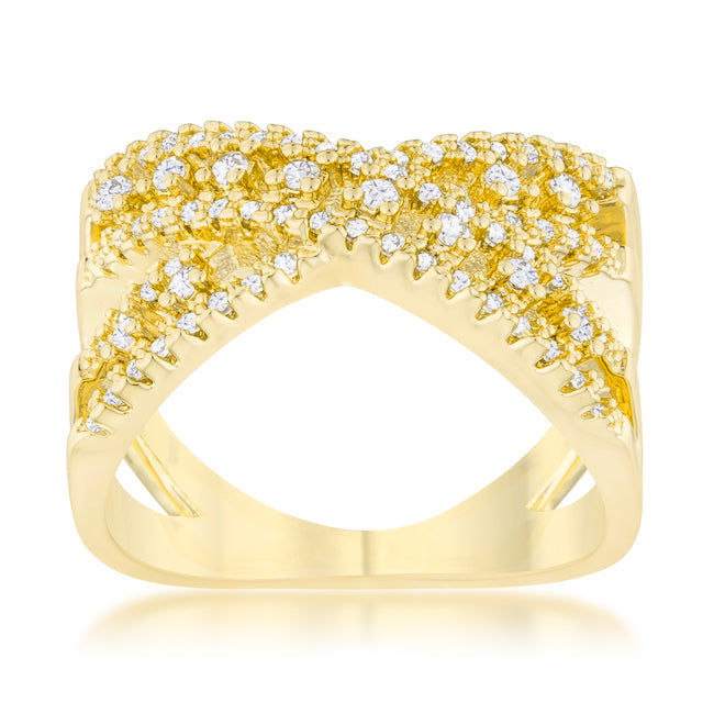 Sandy 0.37ct Cubic Zirconia 14k Gold Classic Criss Cross nia Ring