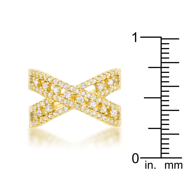 Sandy 0.37ct Cubic Zirconia 14k Gold Classic Criss Cross nia Ring