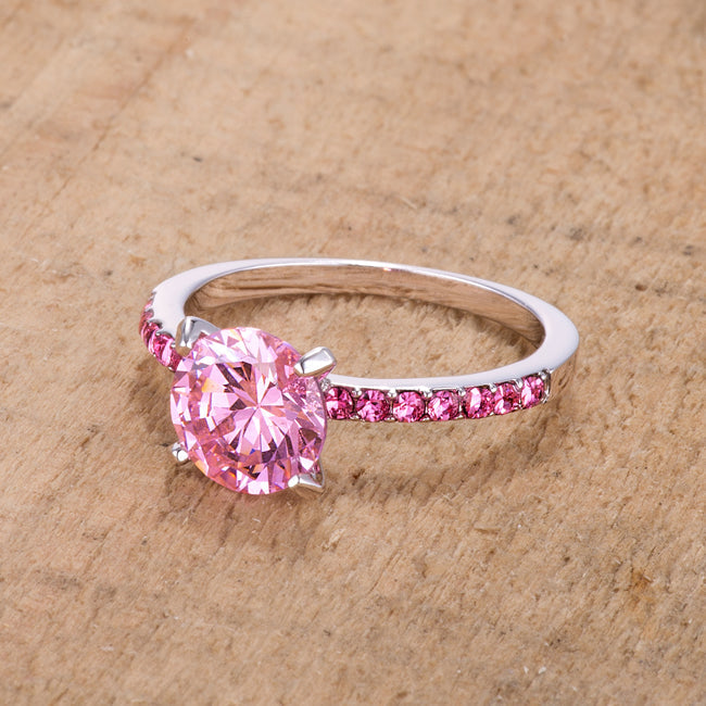 2.3CT Pink Cubic Zirconia Rhodium Ring