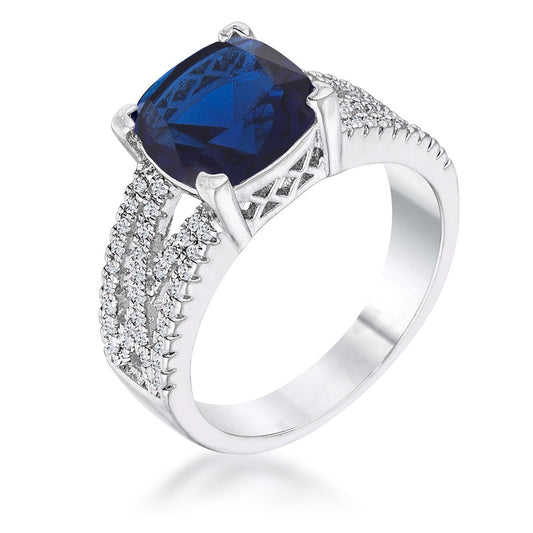 3ct Elegant Sterling Silver Plated Criss-Cross Sapphire Blue Cubic Zirconia Engagement Ring