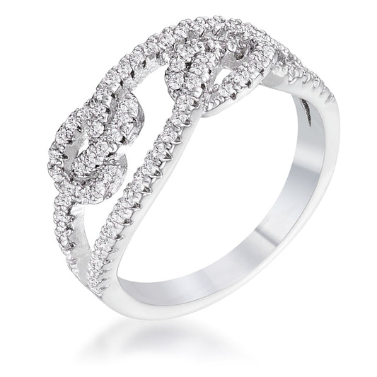 1.15Ct Rhodium Plated Cubic Zirconia Pave Double Knot Ring