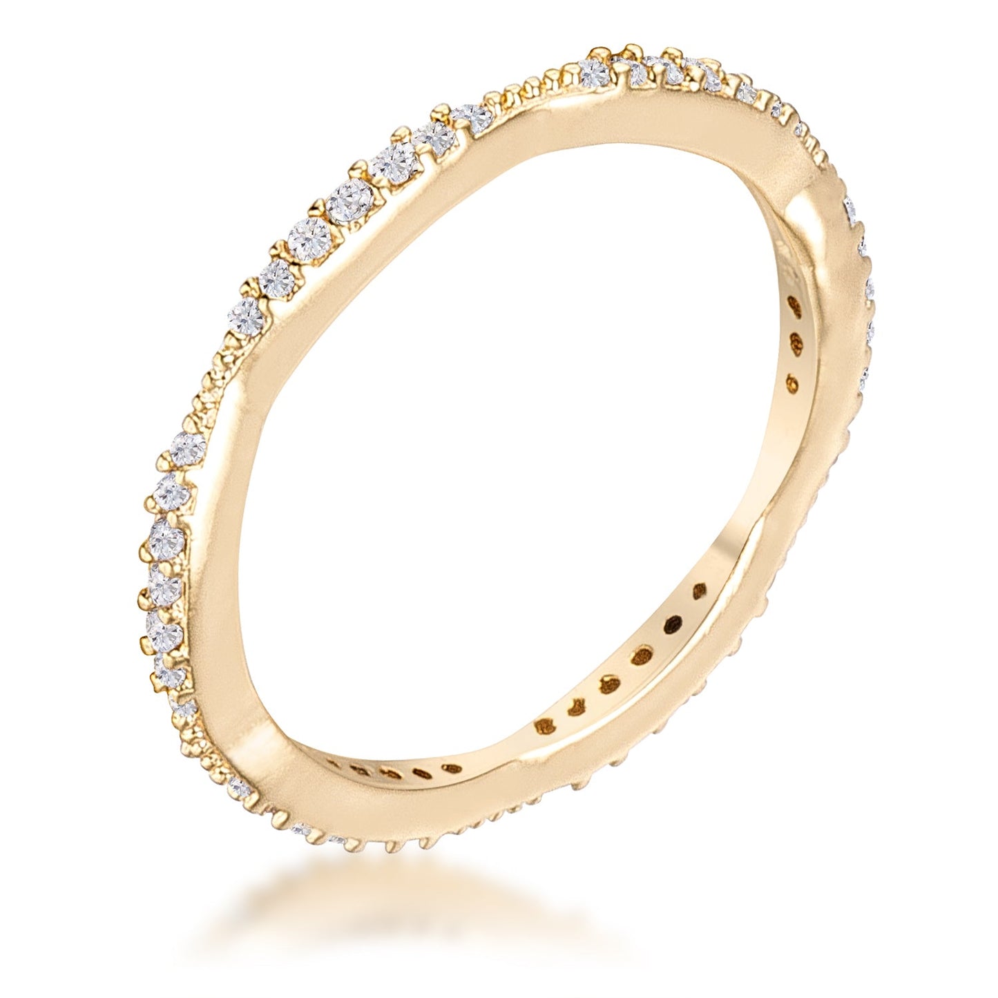 .42Ct Dainty 18k Gold Plated Micro Pave Cubic Zirconia Stackable Eternity Ring