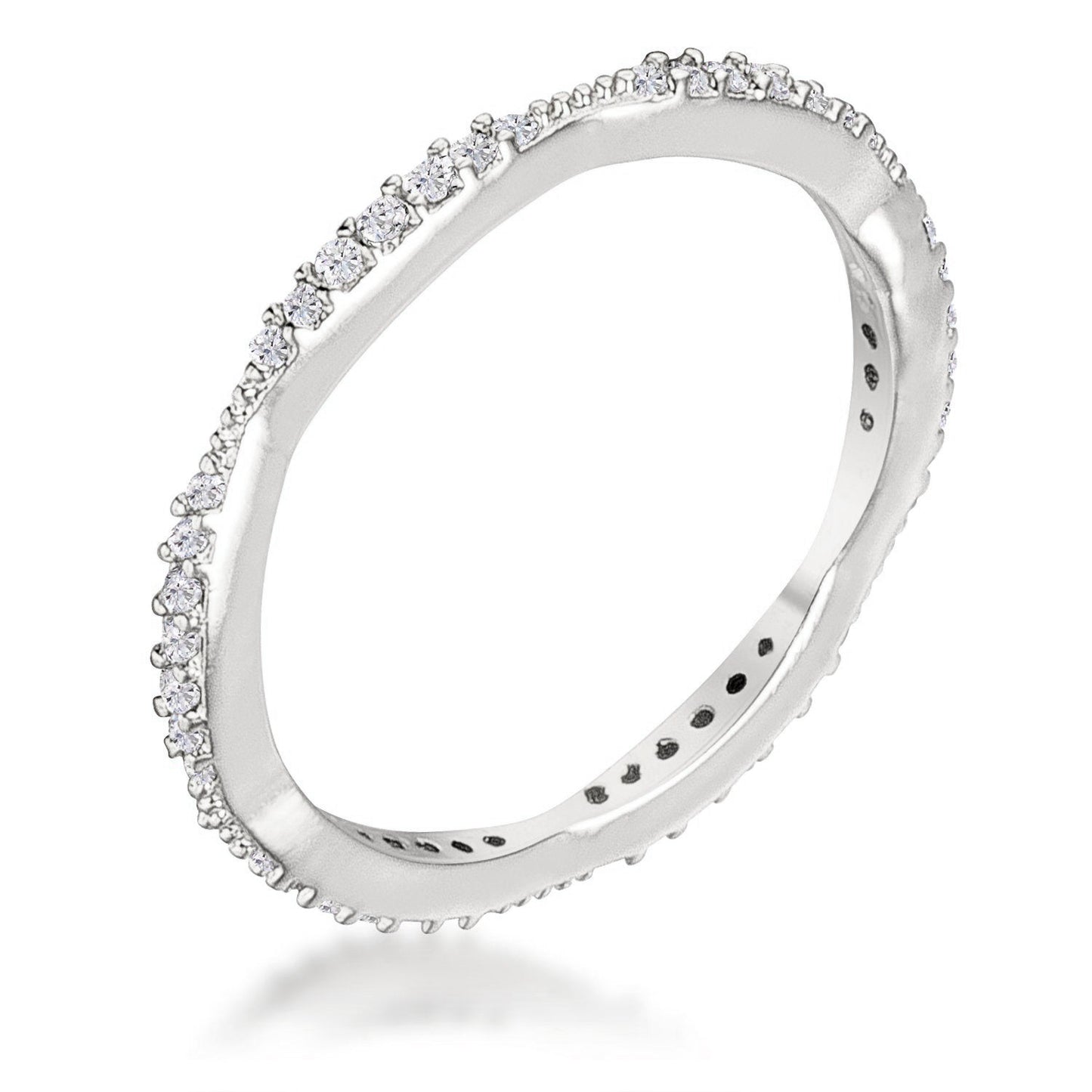 .42Ct Dainty 18k Rhodium Plated Micro Pave Cubic Zirconiania Ring