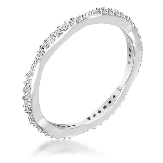 .42Ct Dainty 18k Rhodium Plated Micro Pave Cubic Zirconiania Ring