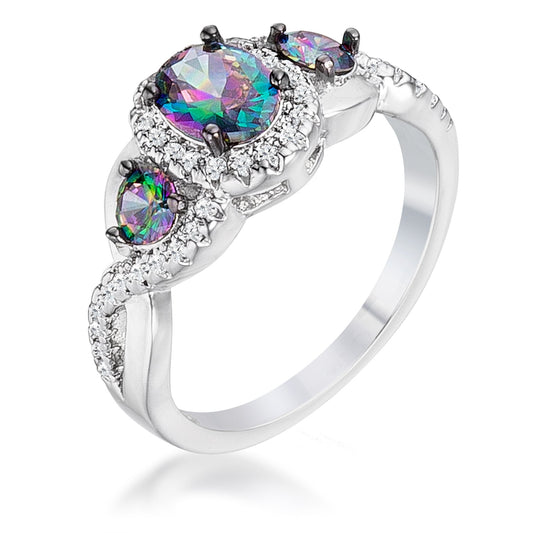 1.43Ct Rhodium & Hematite Plated Mystic & Clear Cubic Zir...