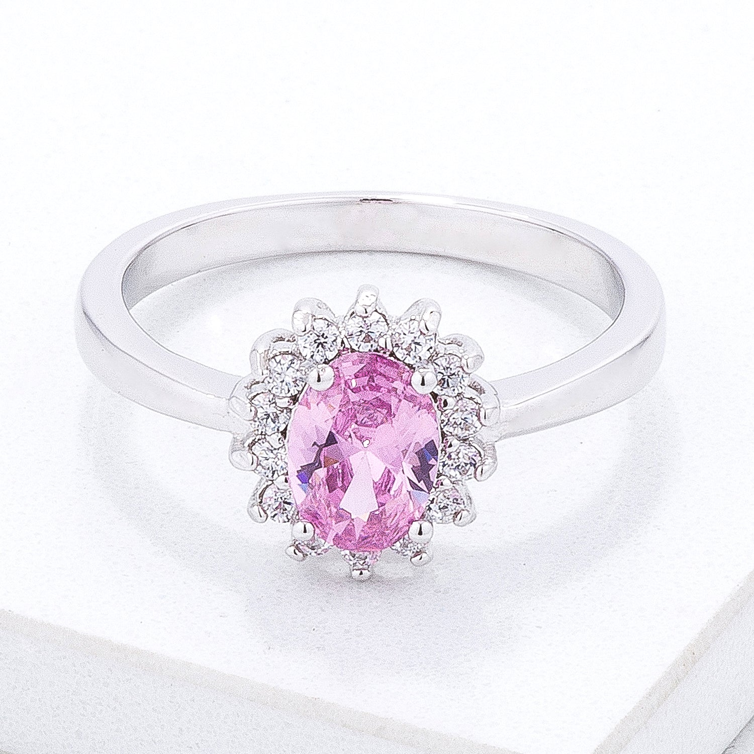 Pink Ice Cubic Zirconia Petite Oval Ring