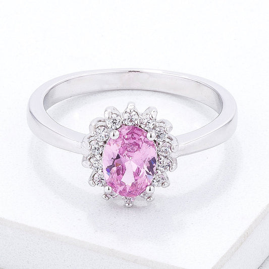 Pink Ice Cubic Zirconia Petite Oval Ring
