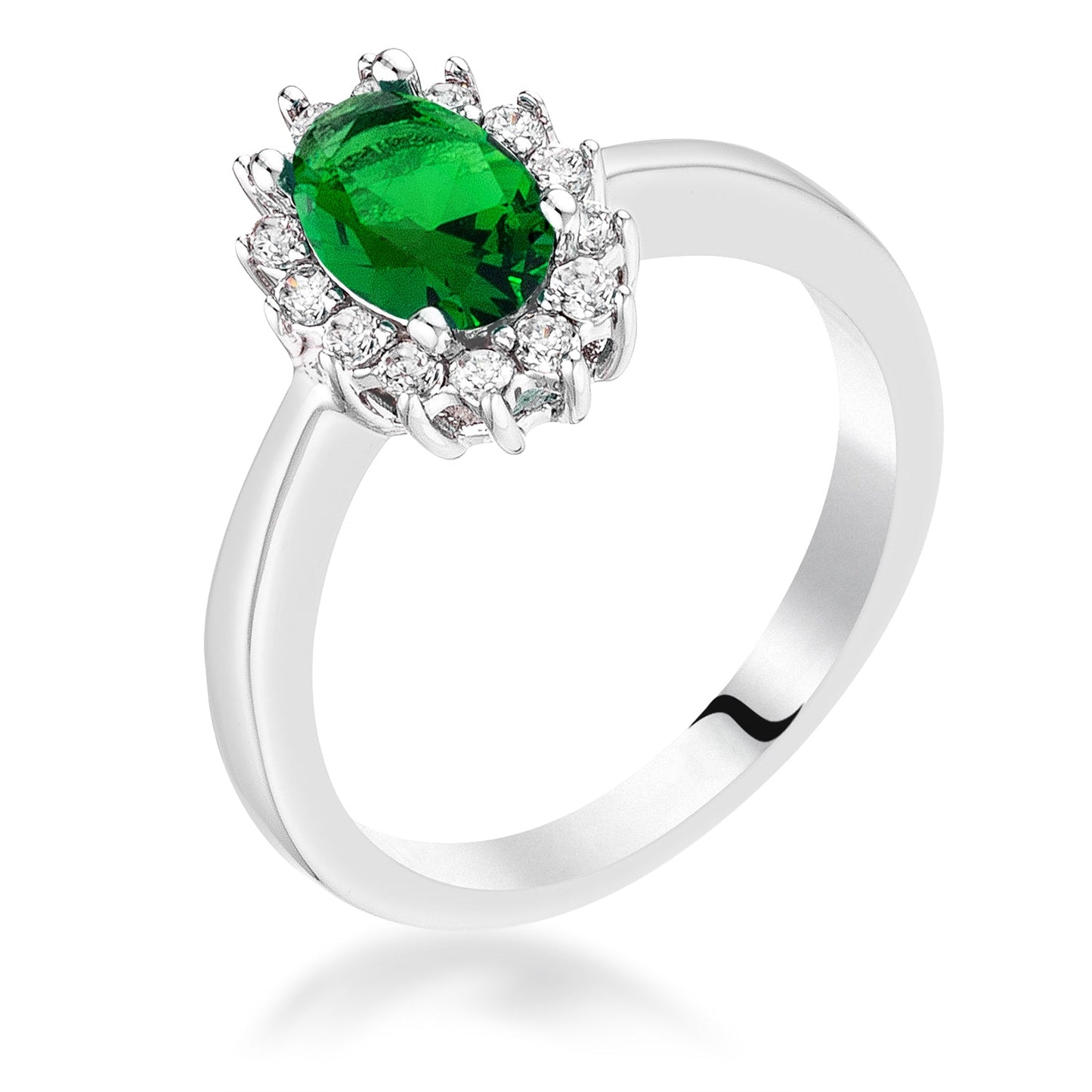 Emerald Green Cubic Zirconia Petite Oval Ring