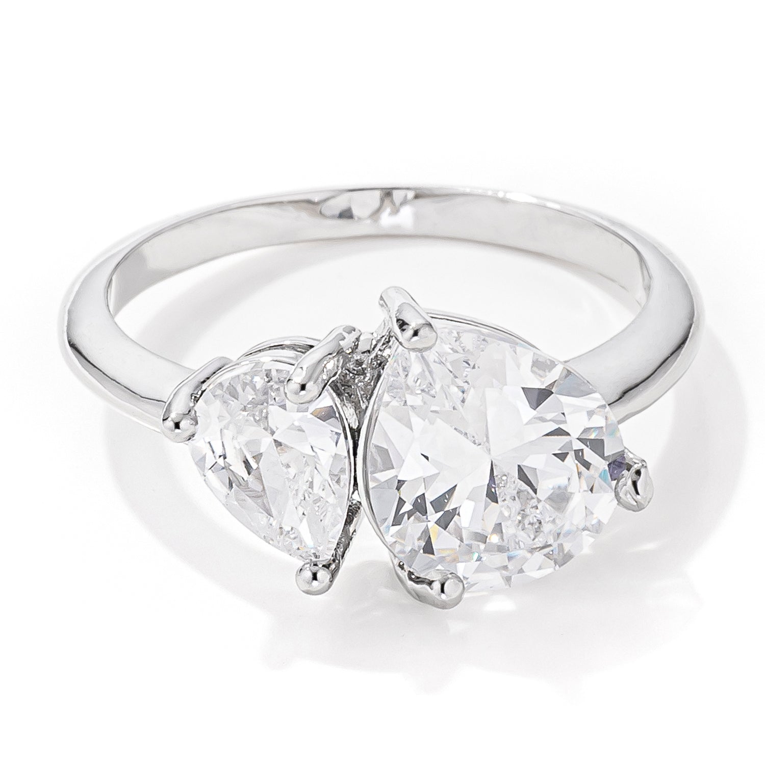 2.75ct Rhodium Plated Toi et Moi Cubic Zirconia Ring