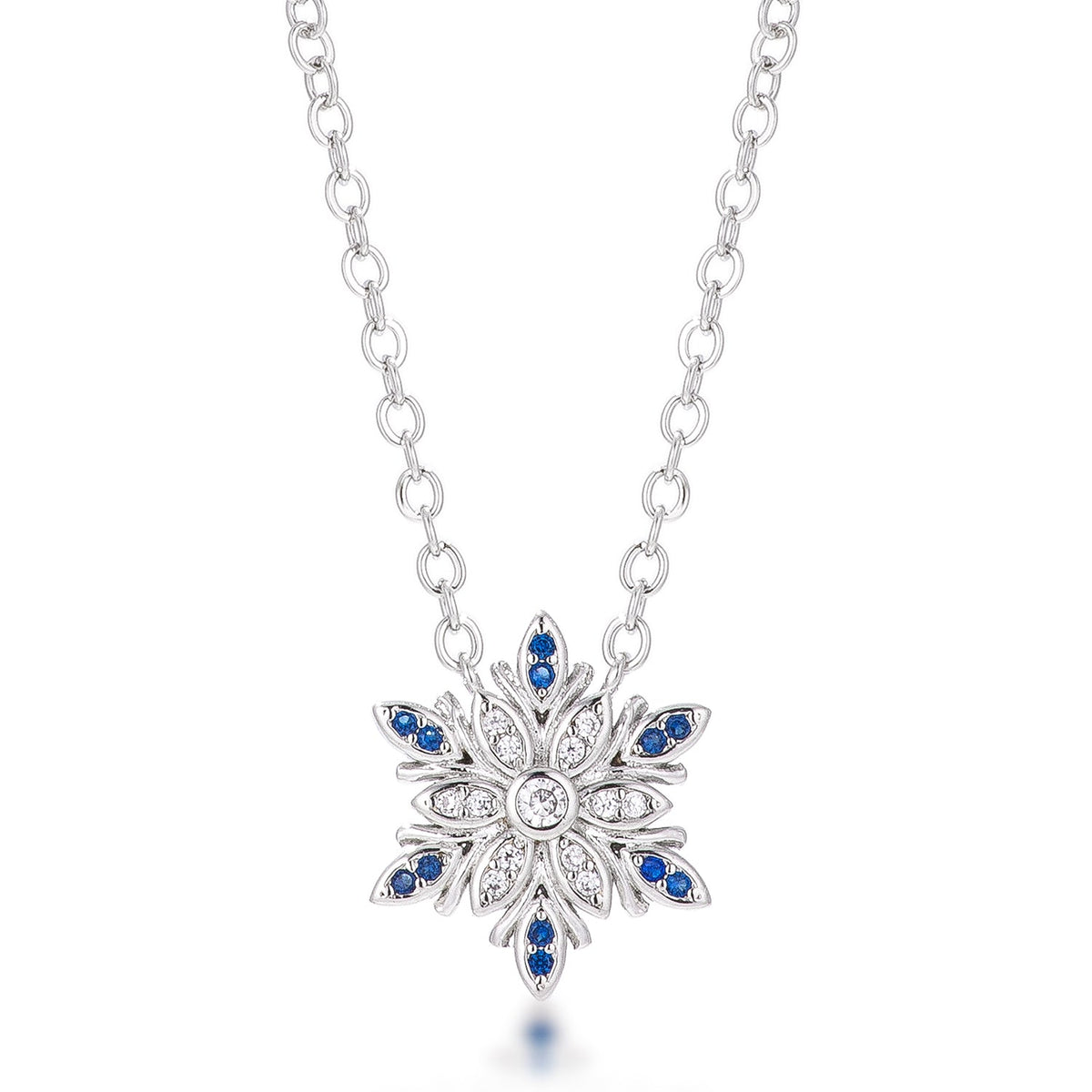 Midnight Frost Crystal Snowflake Necklace
